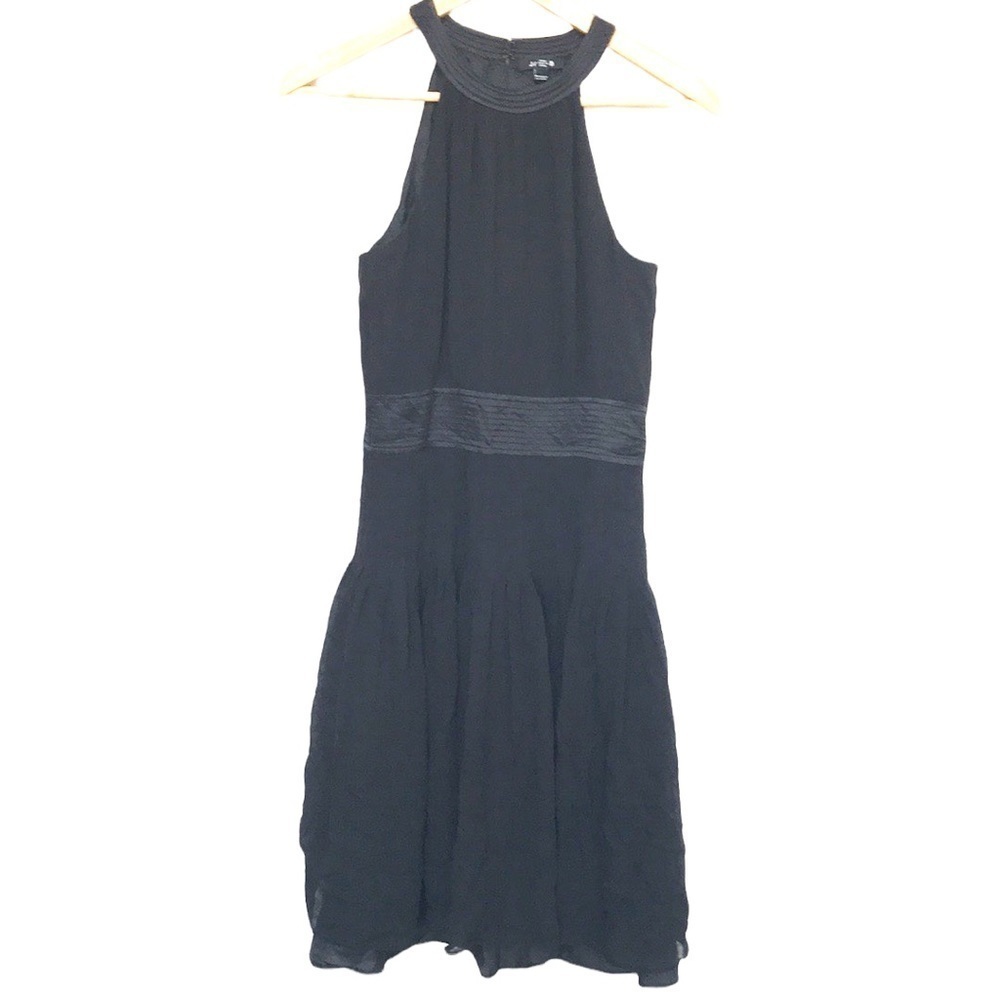 Vintage JACOB Black 100% Silk Halter Mini Dress - Size 5/6